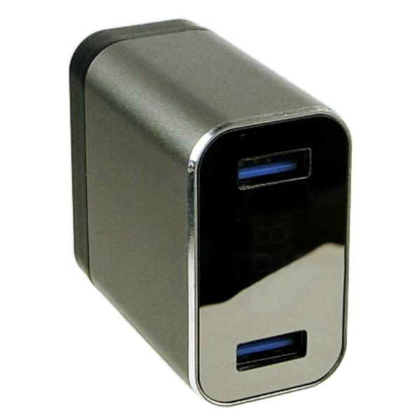 デジタル液晶表示 2口USB充電器 最大2.1 自動出力制御 YZC006