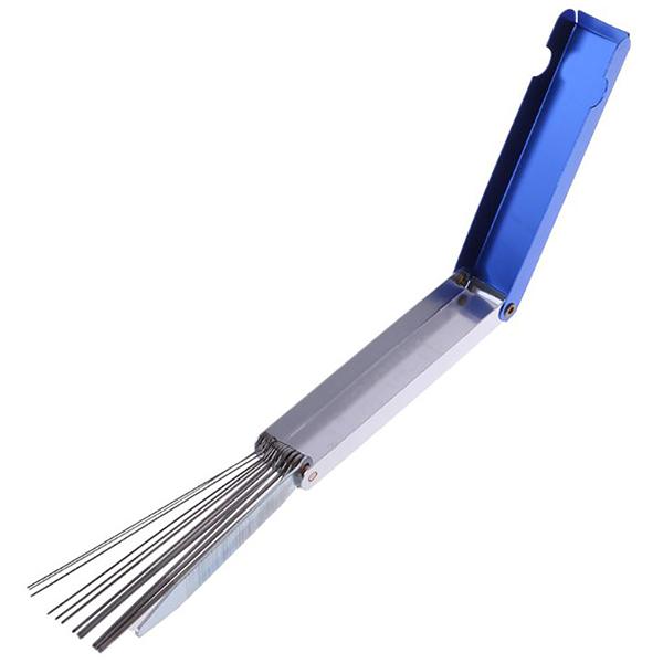 中古バイクや長期放置バイクは必ずスロージェットが詰まってアイドリングの不安定や始動困難を招きます。その時この掃除針を使えば問題を解決できます。掃除針：12本組(0.4〜1.6mm)平ヤスリ1枚キャブレター・ジェットなどの小さな穴の掃除にも先...