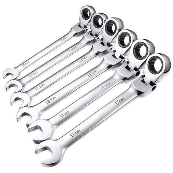 ■商品仕様・セット内容：8、10、12、13、14、17mm・歯数/送り角：72枚/5°・首振り角：±90°(無段階)・材質：クロームバナジウム鋼※現物ラック色は青になります（最後の画像）。※・輸入品の為未使用品でも多少のバリ・サビ・小傷・...