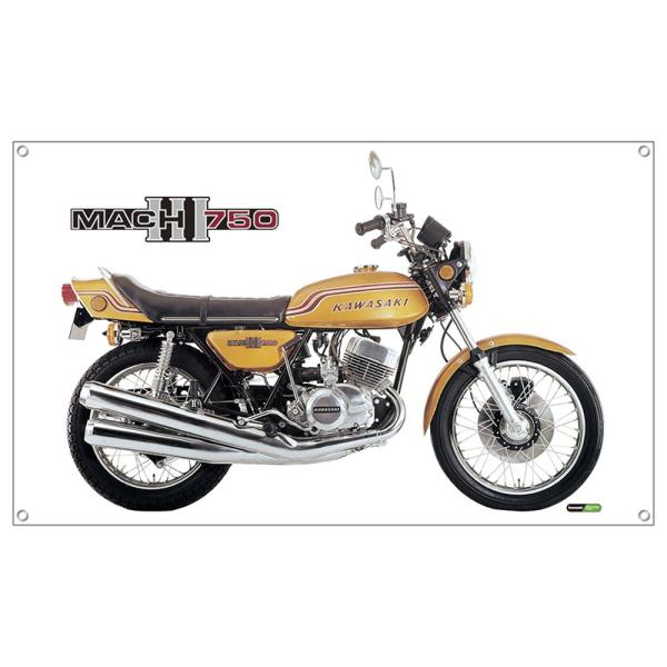 Kawasaki 750ーSS(MACH) 特大フラッグ 1500×900×2mm バナー マッハ