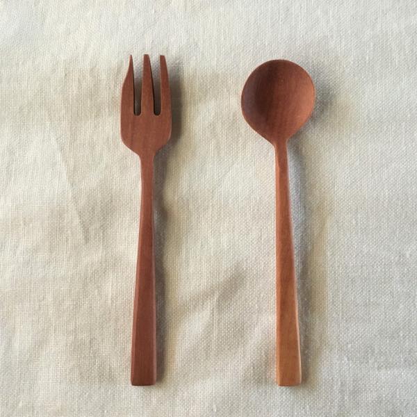 ナチュレ  デザートスプーン / デザートフォーク 木製 クリックポスト同梱可能