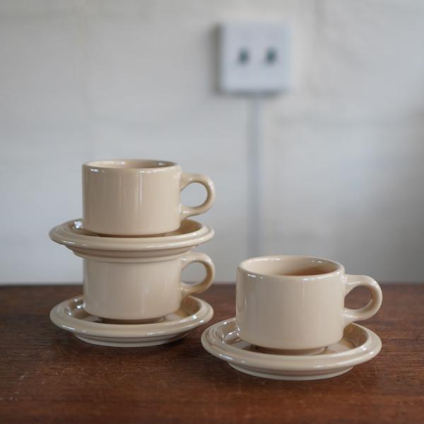 コーヒーカップ ＆ ソーサー マグ カフェ シンプル スタッキング 業務用 グッドオル カップ＆ソーサー セット ベージュ スタジオエム