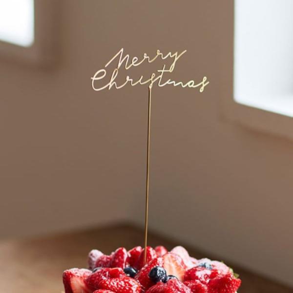 ケーキトッパー クリスマス  merry christmas ケーキ飾り BRASSのトッパー 真鍮 クリックポスト同梱可能
