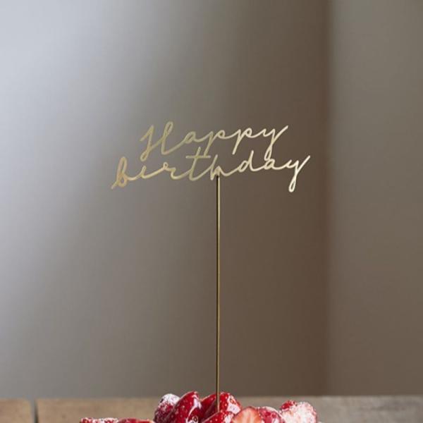 ケーキトッパー ハッピーバースデー happy birthday ケーキ飾り BRASSのトッパー 真鍮 クリックポスト同梱可能