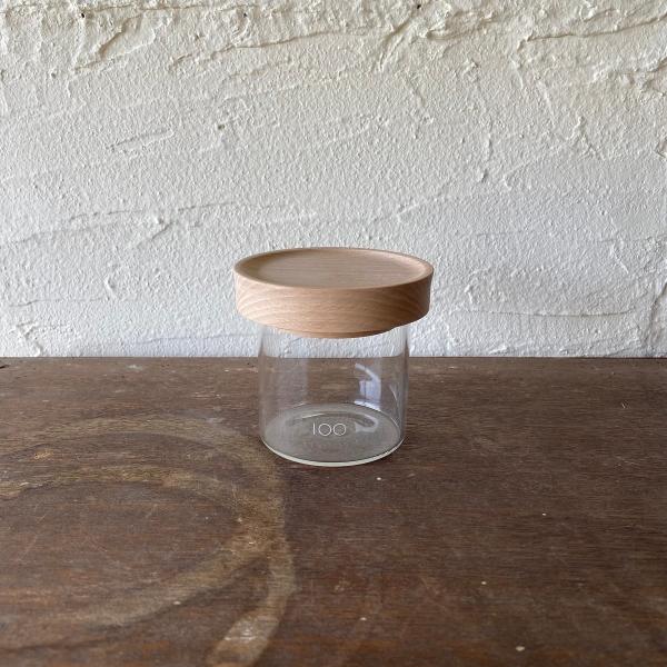ガラス保存瓶 木蓋 マッシュルーム キャニスター 100