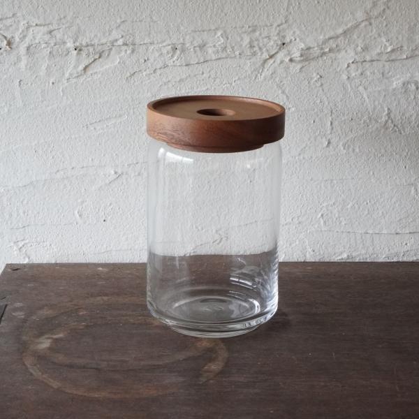 保存容器 ガラス 密閉 キャニスター ガラス容器 木蓋 おしゃれ CHABATREE チャバツリー コロンガラスジャー 750ml