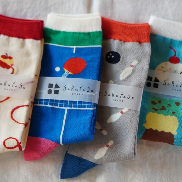 ソックス 靴下 柄 garapagosocks ピンポン アイス ボーリング りんご クリックポスト同梱可能