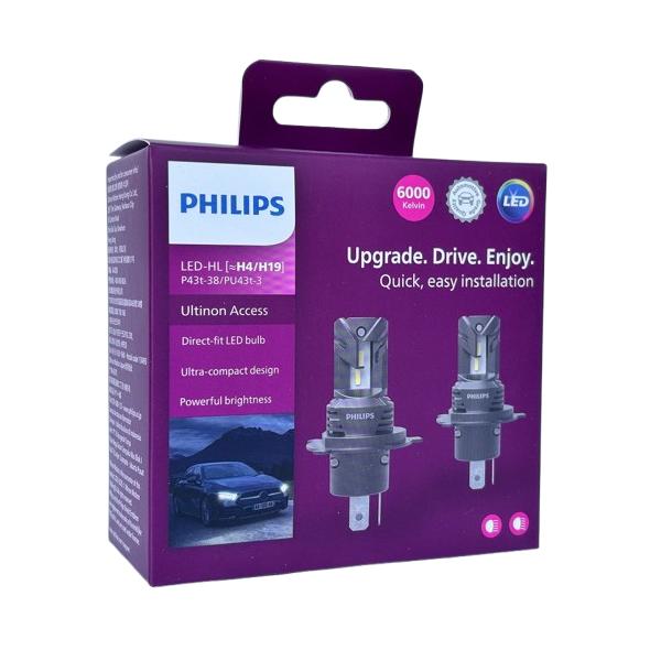 ハロゲンサイズ設計 正規品 訳あり PHILIPSフィリップス アルティノンアクセス H4/H19ハロゲンヘッドライトバルブ交換用LED 6000K Hi3000/Lo2000lm 11342U2500X2