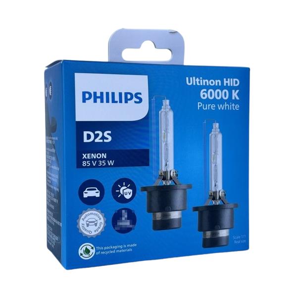 明るい白色光のHIDバルブ 正規品 訳あり PHILIPS Ultinon フィリップス アルティノン 純正交換用HIDバルブ D2Sタイプ 6000K 2500 lm 85122WXX2 ピュアホワイト
