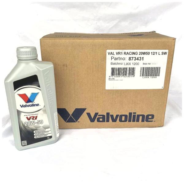 ヨーロッパ製造品 Valvoline　バルボリン　VR1 Racing　レーシング　エンジンオイル　20W-50 鉱物油 A3/B4 1Lボトル×12本入り　873431