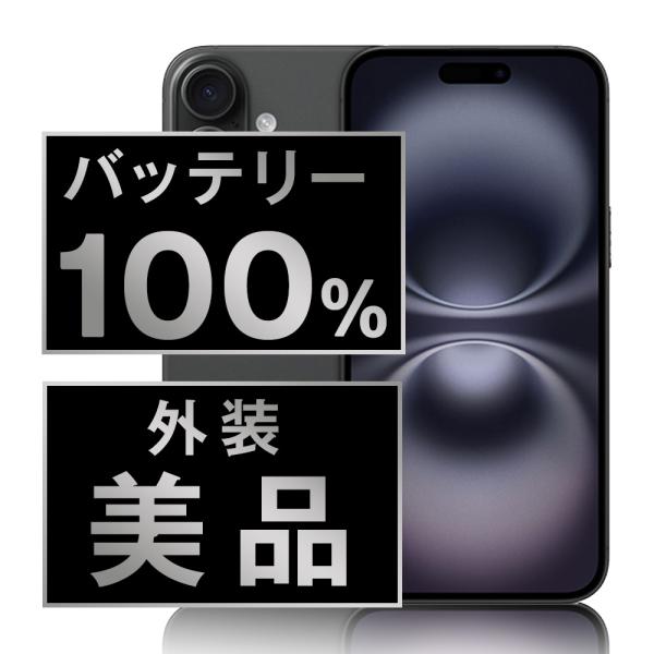 バッテリー100% iPhone16 128GB ブラック SIMフリー 中古 本体 美品 