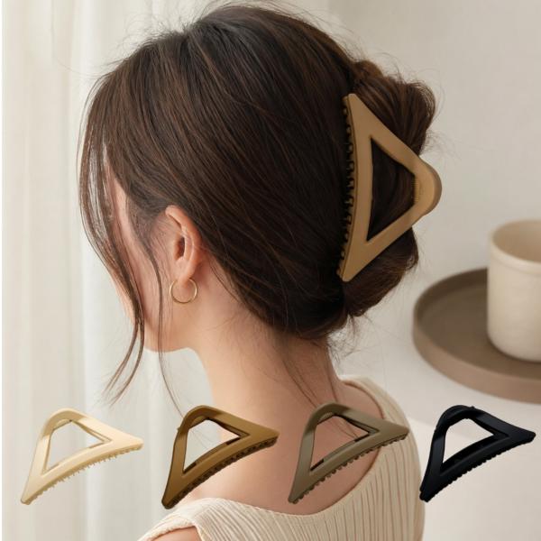 マットトライアングル バンスクリップ レディース 大きめ ヘアクリップ しっかり留まる 韓国風 シンプル 大人 おしゃれ