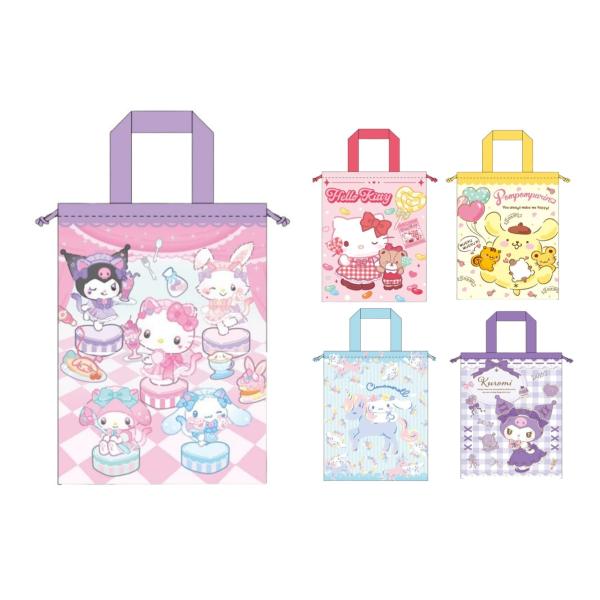 入学入園に大活躍間違いなし大人気のSANRIOのシューズバッグです。巾着式で中身の飛び出しを防止出来ます。外生地撥水＆抗菌機能付ポリエステル製なので水に濡れにくく汚れにくい。上履き入れとして、学校や習い事、お稽古など荷物の多いときのサブバッ...