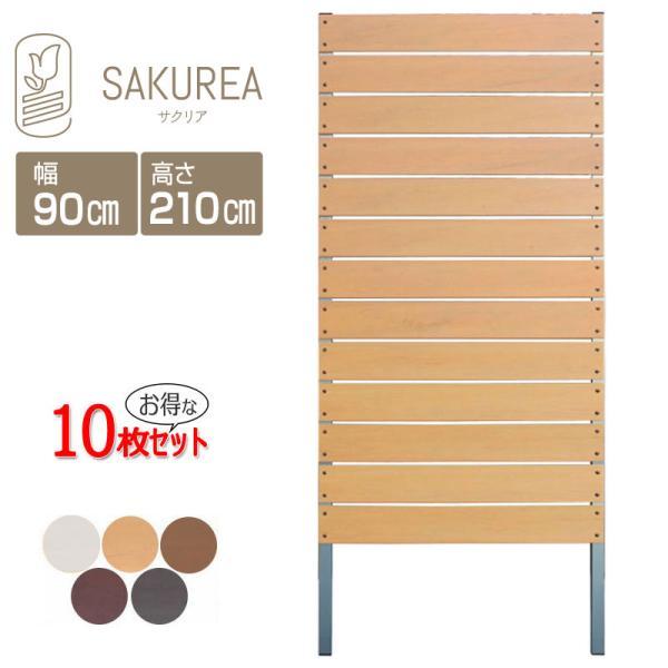 目隠しフェンス (10枚セット)(DIYコンフォートフェンス/高さ210cm 幅90cm 板間隔1cm)樹脂製 フェンス サクリア