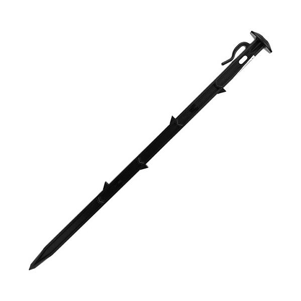 【特徴】アンカー4面付きでしっかり固定する杭です。ヒモを簡単に縛れるフック付です。【用途】畑・ハウスのマイカ線の固定。【仕様】●入数：1個。【材質】●ABS。【サイズ】幅：430mm高さ：36mm奥行き：30mm重量：64.2g