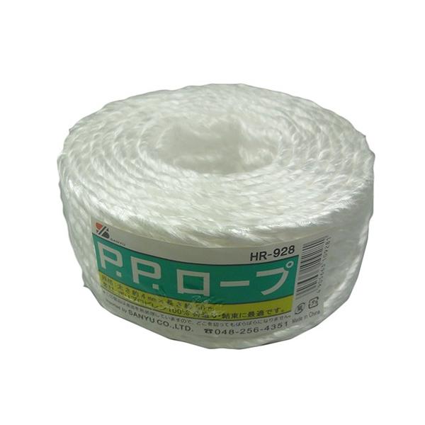 【特徴】荷作り・結束用に最適です。表面を熱処理しているので、どこを切ってもばらばらになりません。【用途】荷物の固定・梱包用。【仕様】●サイズ(約)：太さ4mm×長さ50m。【材質】●ポリプロピレン。