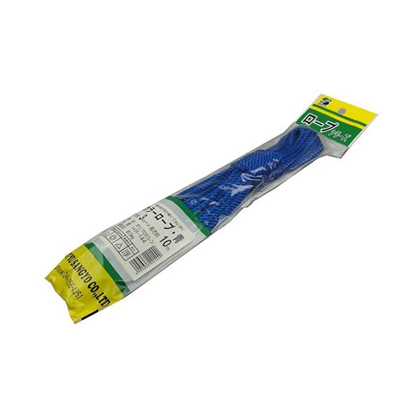 【特徴】耐水性があり軽くて水に浮きます。【用途】荷物の固定・梱包用。【仕様】●サイズ(約)：太さ3mm×長さ10m。●使用目安：約5kg。●色：青。【材質】●ポリプロピレン。