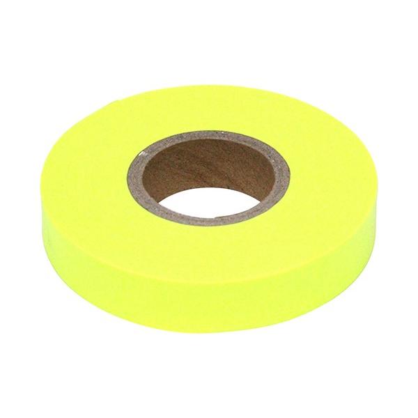 【特徴】巾が15mmなので、大量にご使用の際にもかさばりません。蛍光色なので現場で目立ちます。【用途】測量現場、樹木調査などの目印。【仕様】●サイズ：幅15mm×50m。●厚さ：0.09mm。●重量：77g。【材質】●塩化ビニル樹脂。【サイ...