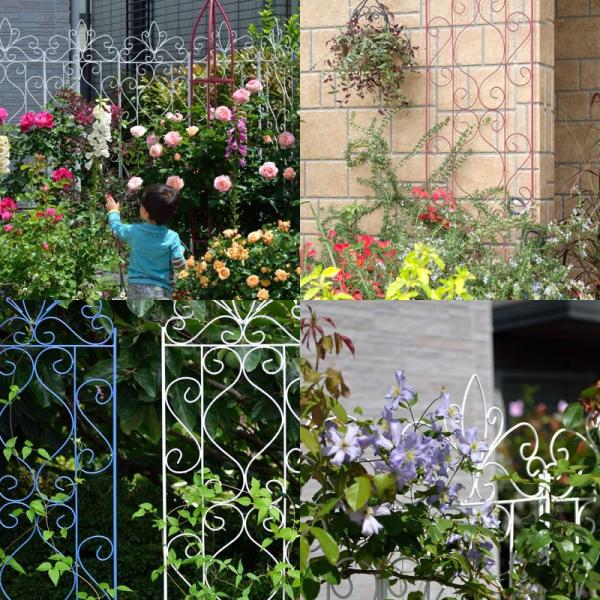 送料込 のフェンス つる性 青山ガーデンのトレリス 目隠し 誘引 バラ 目かくし クレマチス つる性 トレリス タカショー タカショー おしゃれ デザイントレリススリム1800レッド4枚 C 青山ガーデン