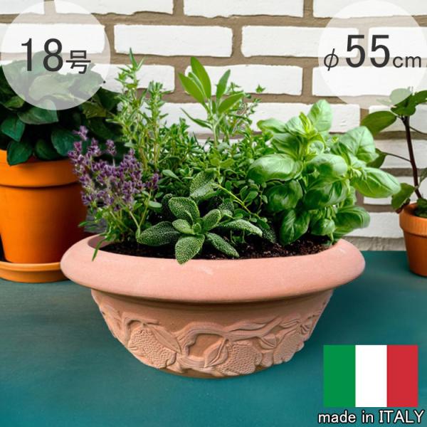 イタリア製 プランター フェストナータポット φ55cm 18号相当 樹脂 浅