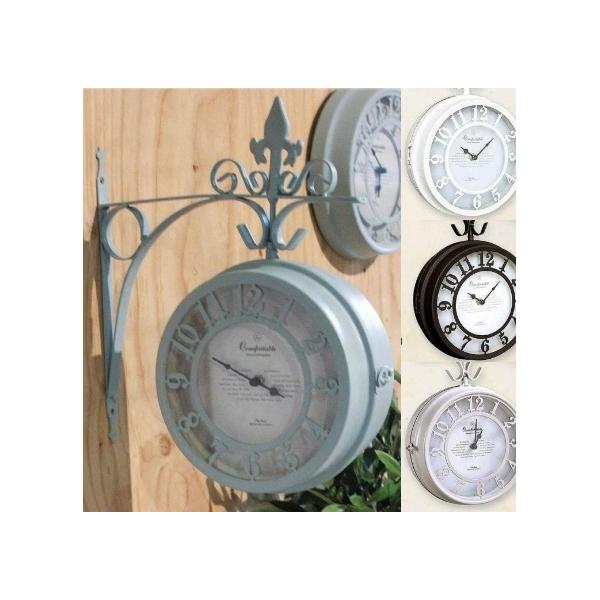 壁掛け両面時計OLD STREET BOTHSIDE CLOCK Lサイズ〜壁掛け時計 NHE801LBR NHE801LWH 両面時計 ボスサイドクロック アンティーク