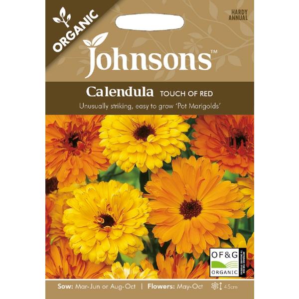 カレンデュラページ 種子】Johnsons Seeds ORGANIC Calendula Touch Of Red オーガニック