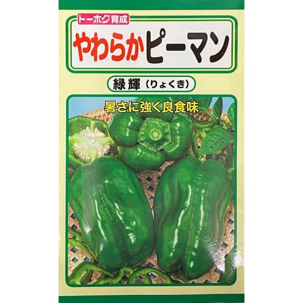 果実は濃い緑色で果肉やわらかく食感の良いピーマンです。夏の暑さによく耐え、病気にも強いので作りやすい品種です。草勢強く分岐も旺盛で、早くからたくさん収穫できる早生種です。