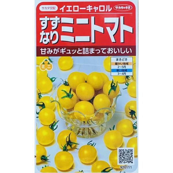 生育力が強く、作りやすい黄色鮮やかなミニトマトです。実付きがよいのでたくさんとれます。甘みが強く、とてもおいしいミニトマトです。品種名：イエローキャロル