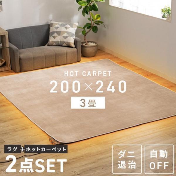 TEKNOS（テクノス） ホットカーペット 3畳 本体 ラグ セット 195×235