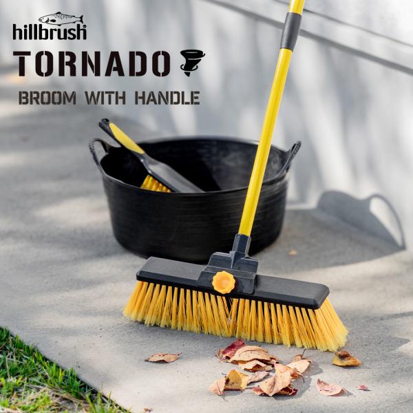 デッキブラシ 屋外用 Hillbrush ヒルブラシ 伸縮ハンドル付き ミディアム トルネードほうき 14TORNADO イギリスブランド 掃除道具 幅広35cm