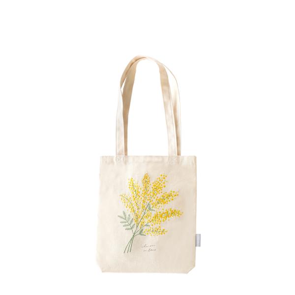 トートバッグ】刺繍トートバッグ ミモザ 小 B5 母の日 植物 ボタニカル