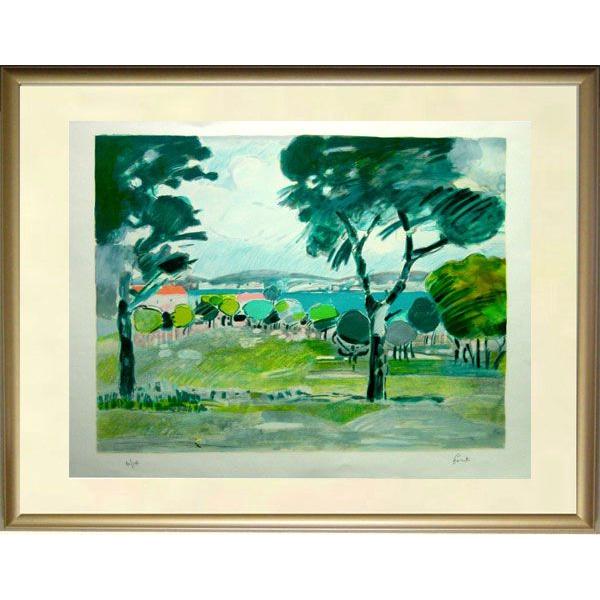 南フランス風景画 ゴリチ オリジナルリトグラフ ボーバロンの海
