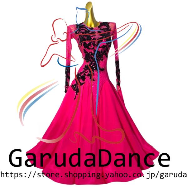 Garuda SHOP　レディース社交ダンス衣装　競技ドレスモダンドレス高級ドレス　発表会用演出服　 高級服　セミオーダー可　スタンダードドレス　品番10425