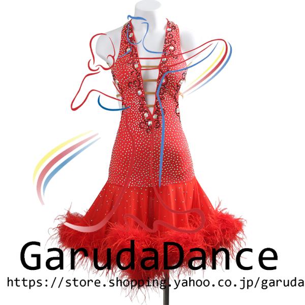 Garuda SHOP　レディース社交ダンス衣装　サイズ調整可　ラテン練習競技レッスンウエア　パーティーダンス発表会ワンピース 　品番11530