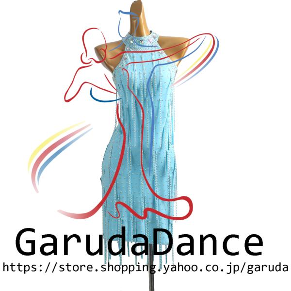 Garuda SHOP　レディース社交ダンス衣装　サイズ調整可　ラテン練習競技レッスンウエア　パーティーダンス発表会ワンピース 　品番11541
