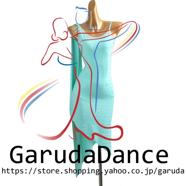 Garuda SHOP　レディース社交ダンス衣装　サイズ調整可　ラテン練習競技レッスンウエア　パーティーダンス発表会ワンピース 　品番11544