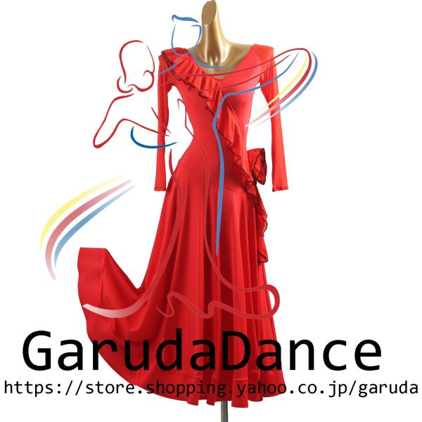 Garuda SHOP　レディース社交ダンス衣装　ダンスドレス　サイズ調整可能　モダン競技発表会パーティドレス 　ダンスレッセン練習用ドレス　 品番11551