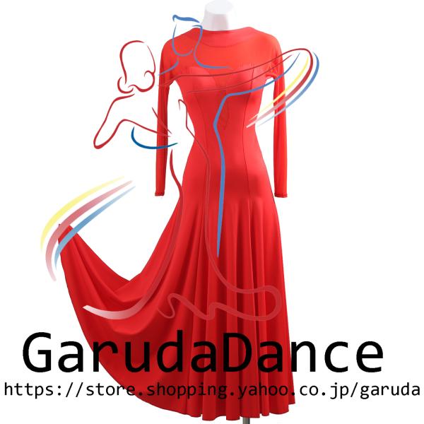 Garuda SHOP　レディース社交ダンス衣装　ダンスドレス　サイズ調整可能　モダン競技発表会パーティドレス 　ダンスレッセン練習用ドレス　 品番11553