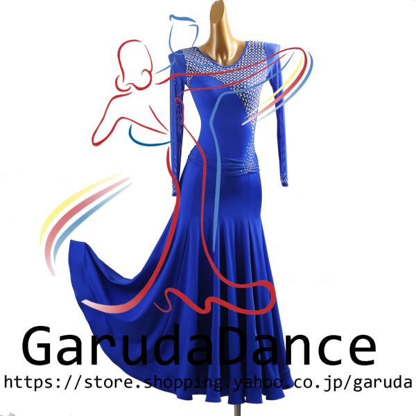 Garuda SHOP　レディース社交ダンス衣装　ダンスドレス　サイズ調整可能　モダン競技発表会パーティドレス 　ダンスレッセン練習用ドレス　 品番11554