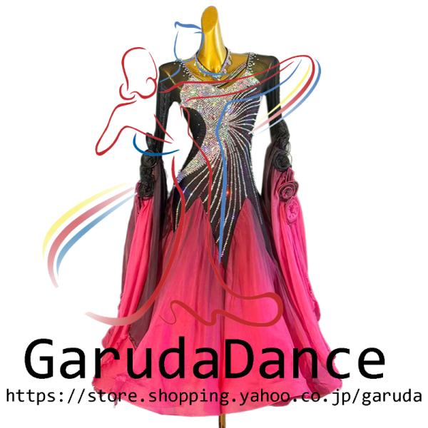 Garuda SHOP　レディース社交ダンス衣装　競技ドレスモダンドレス高級ドレス　発表会用演出服　 高級服　セミオーダー可　スタンダードドレス　品番11994