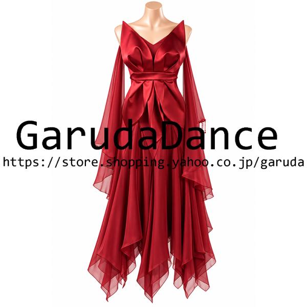 Garuda SHOP　レディース社交ダンス衣装　モダンドレス　ダンス練習ドレス　大きいサイズ　スタンダードドレス　セミオーダー可　品番12299