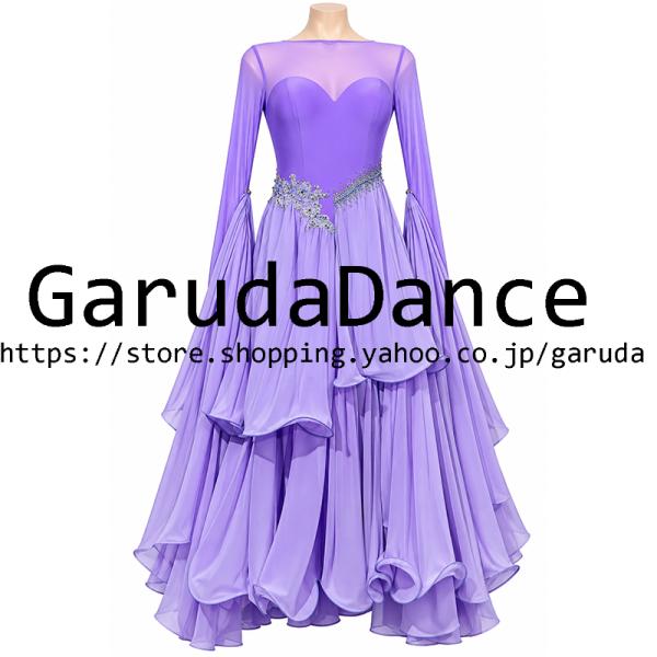 Garuda SHOP　レディース社交ダンス衣装　モダンドレス　ダンス練習ドレス　大きいサイズ　スタンダードドレス　セミオーダー可　品番12401