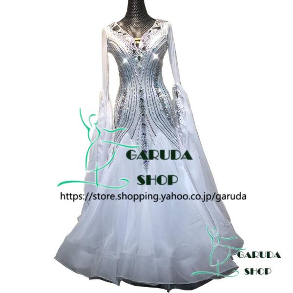 Garuda SHOP　レディース社交ダンスドレス　モダン競技ドレス　ワルツドレス高級品　発表会用高品質ドレス　セミオーダー可　品番4924