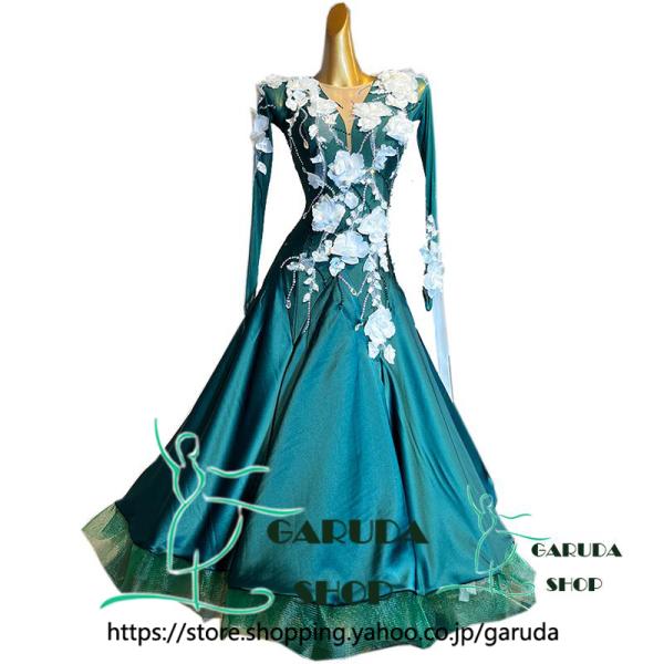 Garuda SHOP　レディース社交ダンス衣装　競技ドレス　ワルツドレス高級品　発表会用演出服パーティードレスワンピース　セミオーダー可　品番6279
