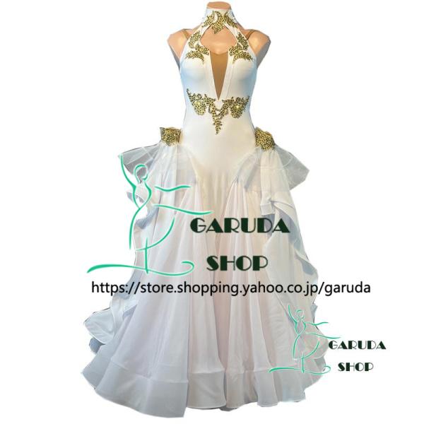 Garuda SHOP　レディース社交ダンス衣装　競技ドレス　ワルツドレス高級品　発表会用演出服パーティードレスワンピース　セミオーダー可　品番6339