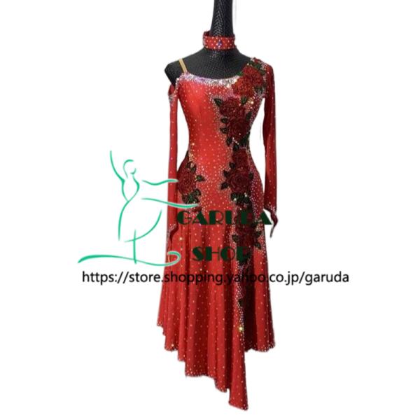 社交ダンス　ラテン　ドレス　未使用　サイズM 社交ダンス ラテン ドレス 黒/赤 S～Mサイズ