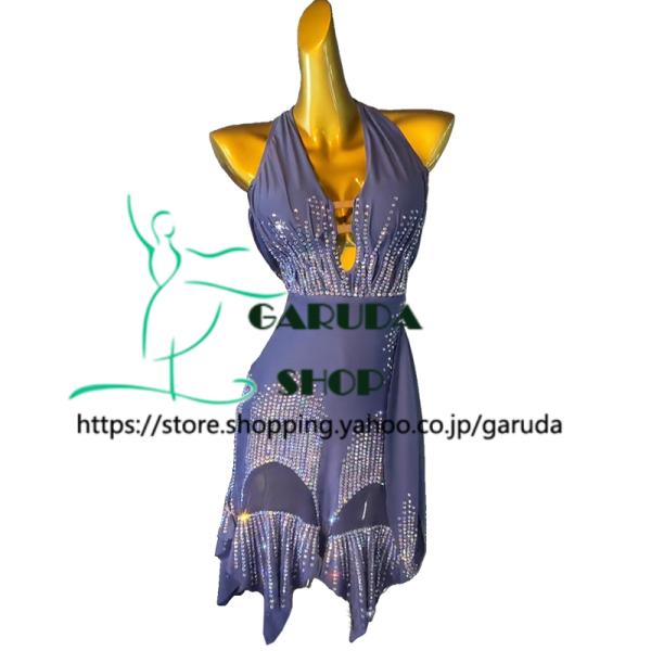 【新品】ラテンダンスドレス、試合、パティー、Mサイズ Garuda SHOP レディース社交ダンス衣装 ダンスドレス サイズオーダー