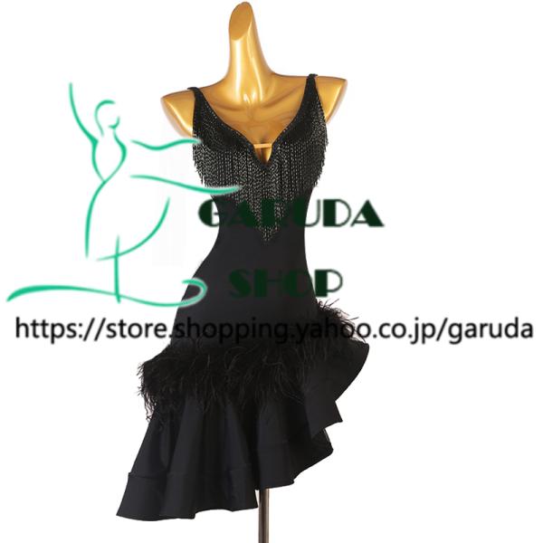 Garuda SHOP　レディース社交ダンス衣装　サイズ調整可　ラテン練習ドレス　競技レッスンウエア　パーティーダンス発表会ワンピース 　品番7574