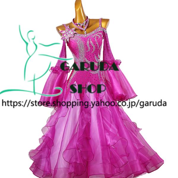 Garuda SHOP　レディース社交ダンス衣装　競技ドレス　モダンドレス高級ドレス　発表会用演出服パーティードレス 高級服　セミオーダー可　3色　品番7857