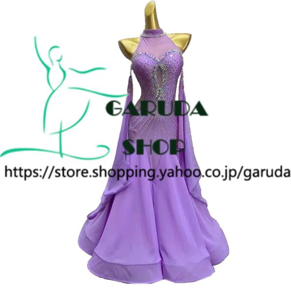 Garuda SHOP　レディース社交ダンス衣装　競技ドレス　モダンドレス高級ドレス　発表会用演出服　 高級服　セミオーダー可　スタンダードドレス　品番8032